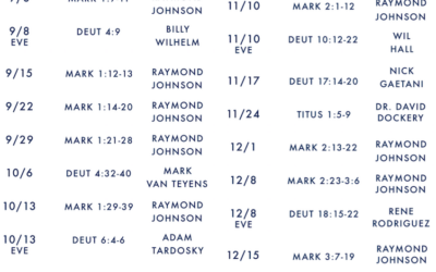 2019 Fall Sermon Schedule