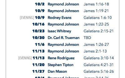 Upcoming Sermon and Verse By Verse Schedules Released for Fall 2022